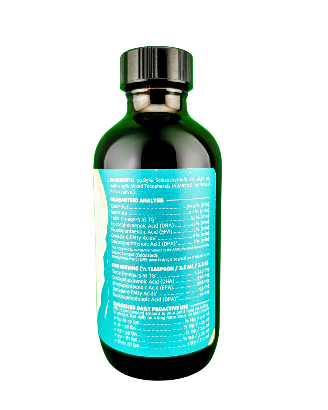 Algal Omega-3 Plant-Based Oil Topper | 4floz Glass Bottle for Dogs + Cats