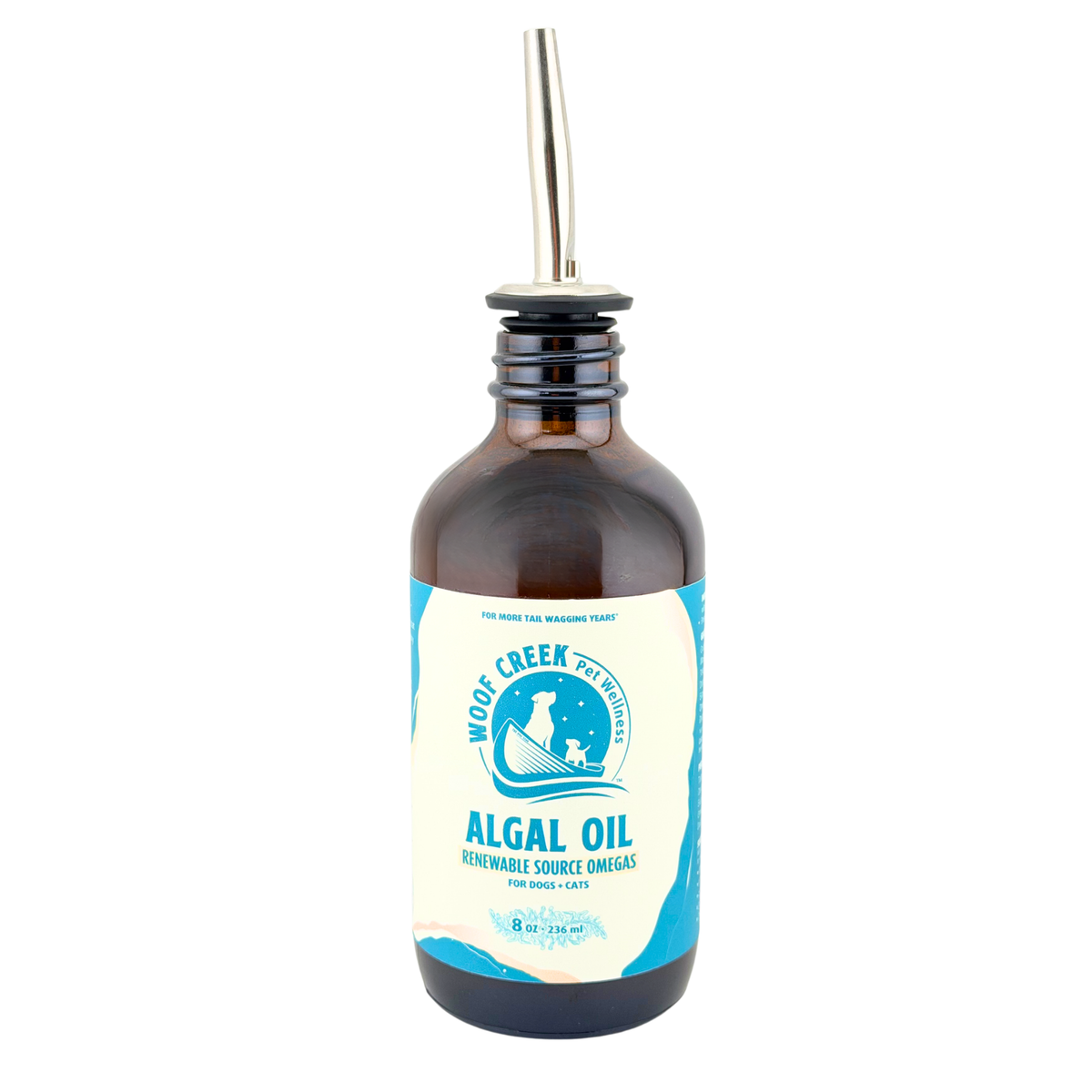 Algal Omega-3 Plant-Based Oil | 8floz Glass Bottle for Dogs + Cats