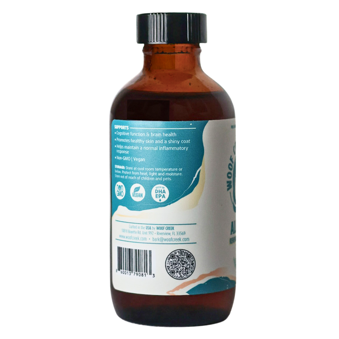 Algal Omega-3 Plant-Based Oil Topper | 4floz Glass Bottle for Dogs + Cats