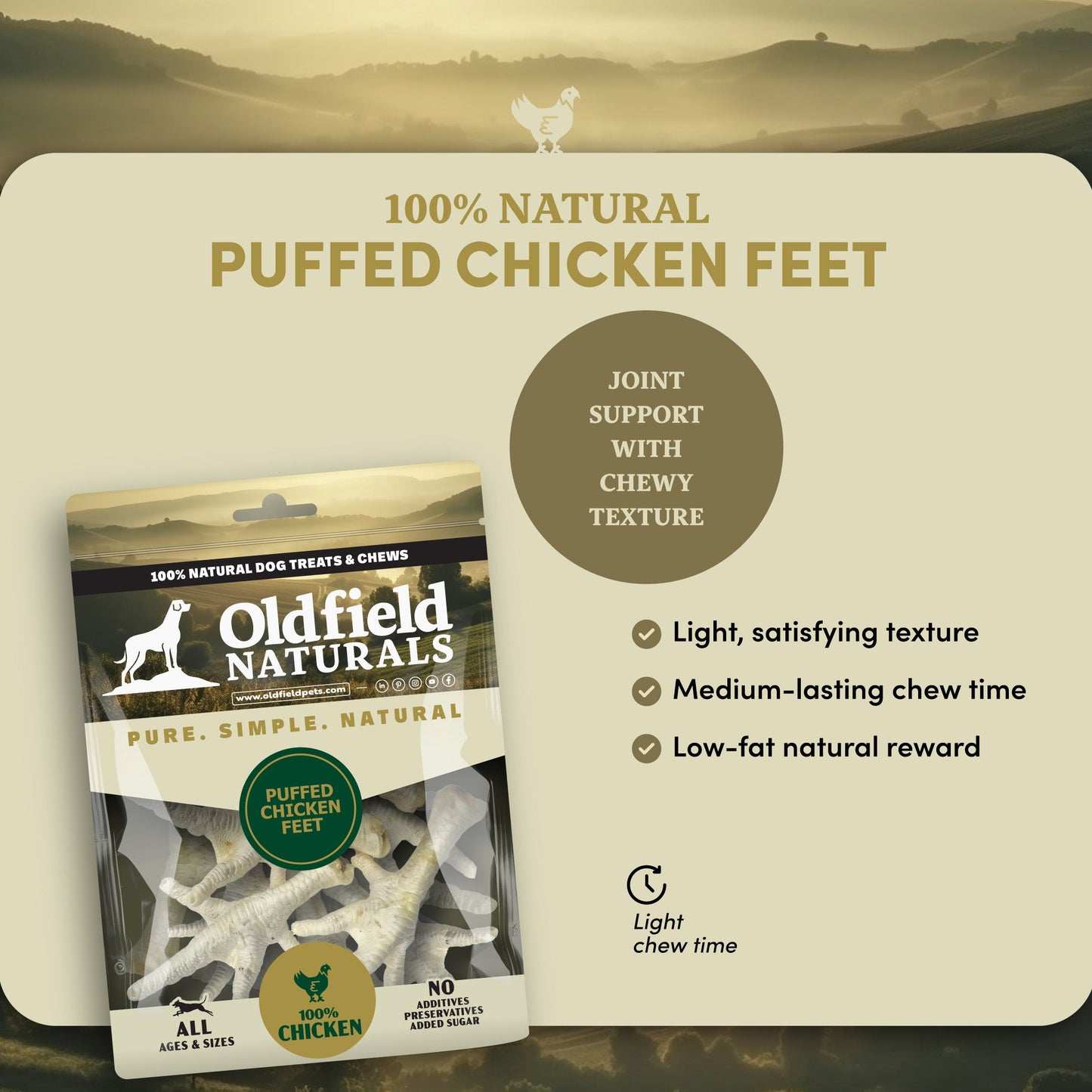 Puffed Chicken Feet - Dog Treats