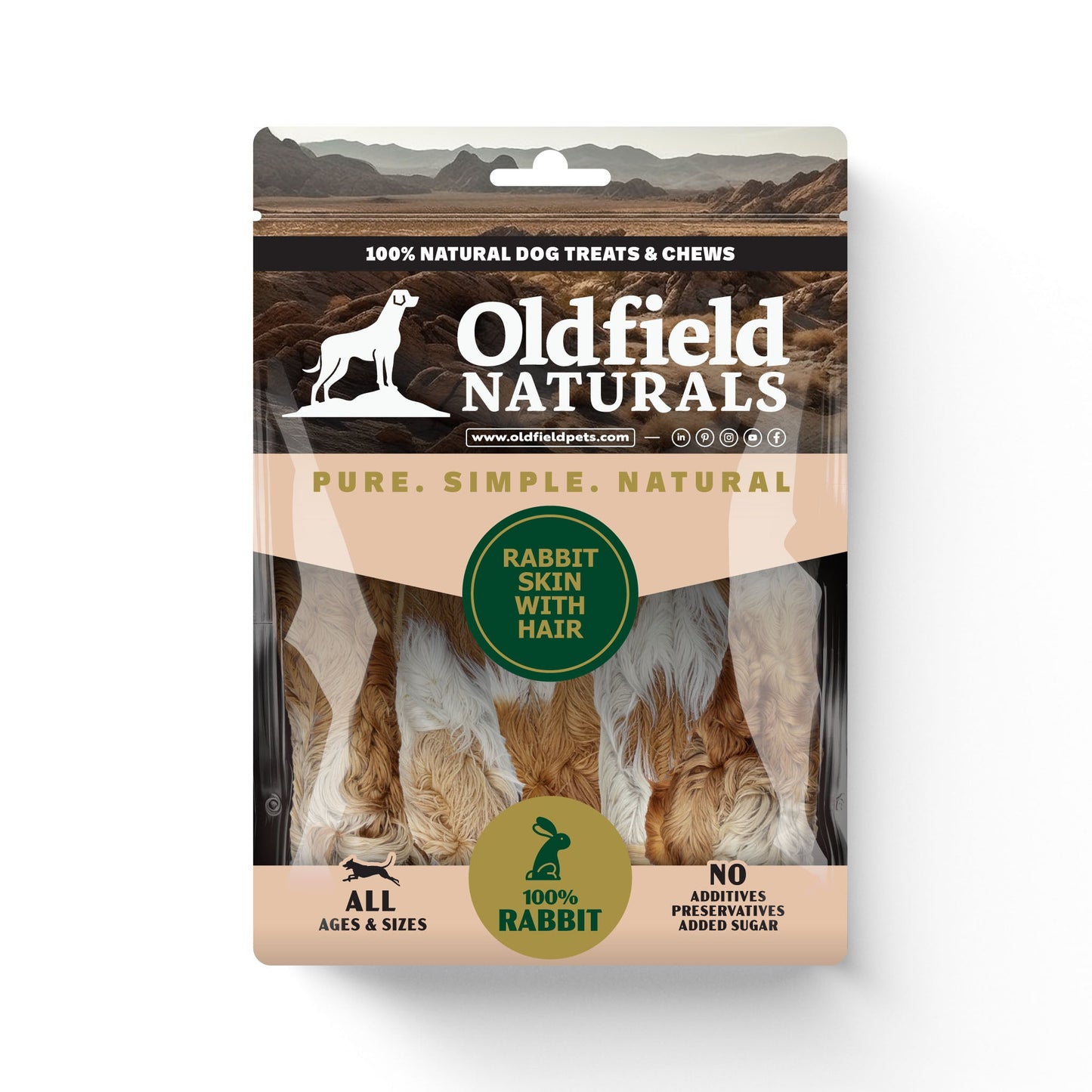 Rabbit Skin with Hair - Dog Treats